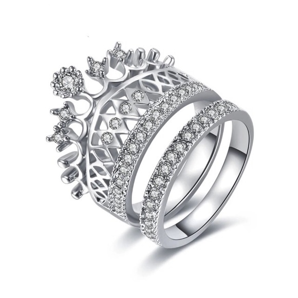 NEW!💙💎GORGEOUS! CROWN 👑 RING BAND SET!💎💎NICE! - Picture 7 of 8